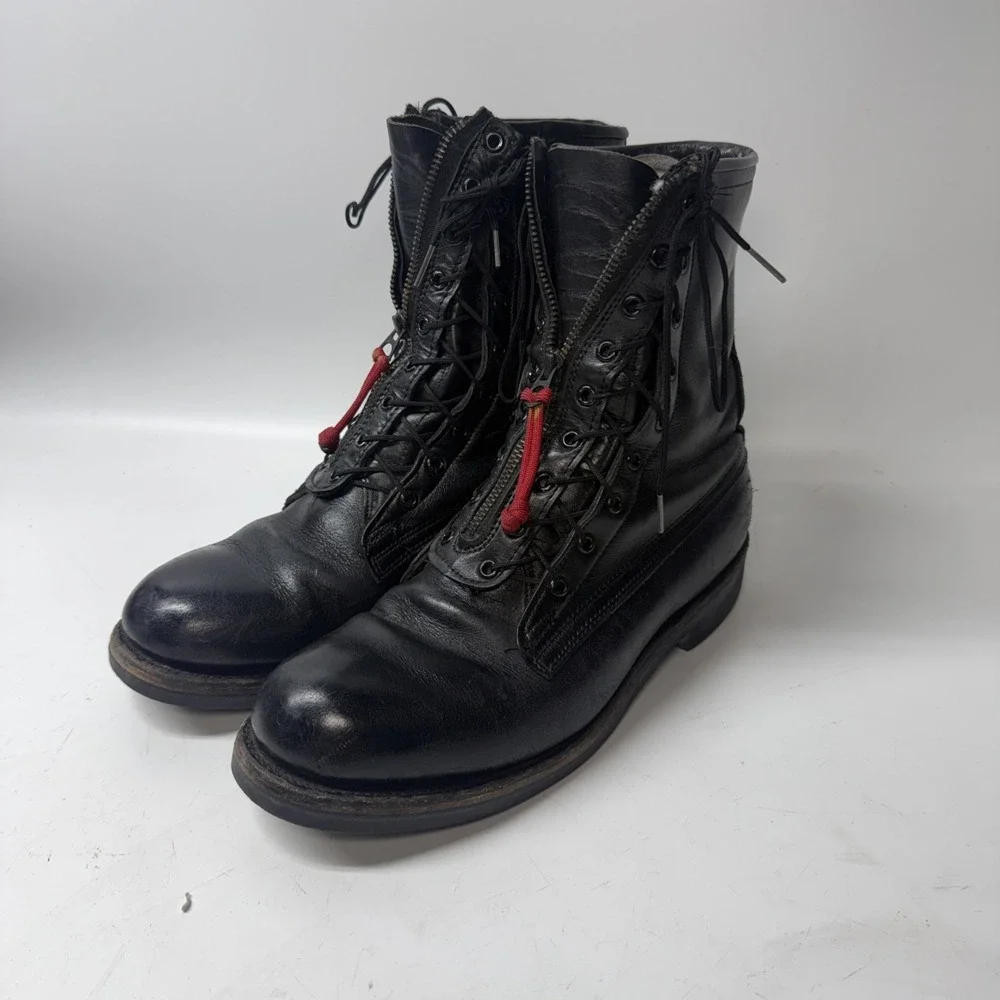 Vtg Addison Shoe Co Biltrite *Read * Zip Tongue Combat Boot  Asymmetric 8D